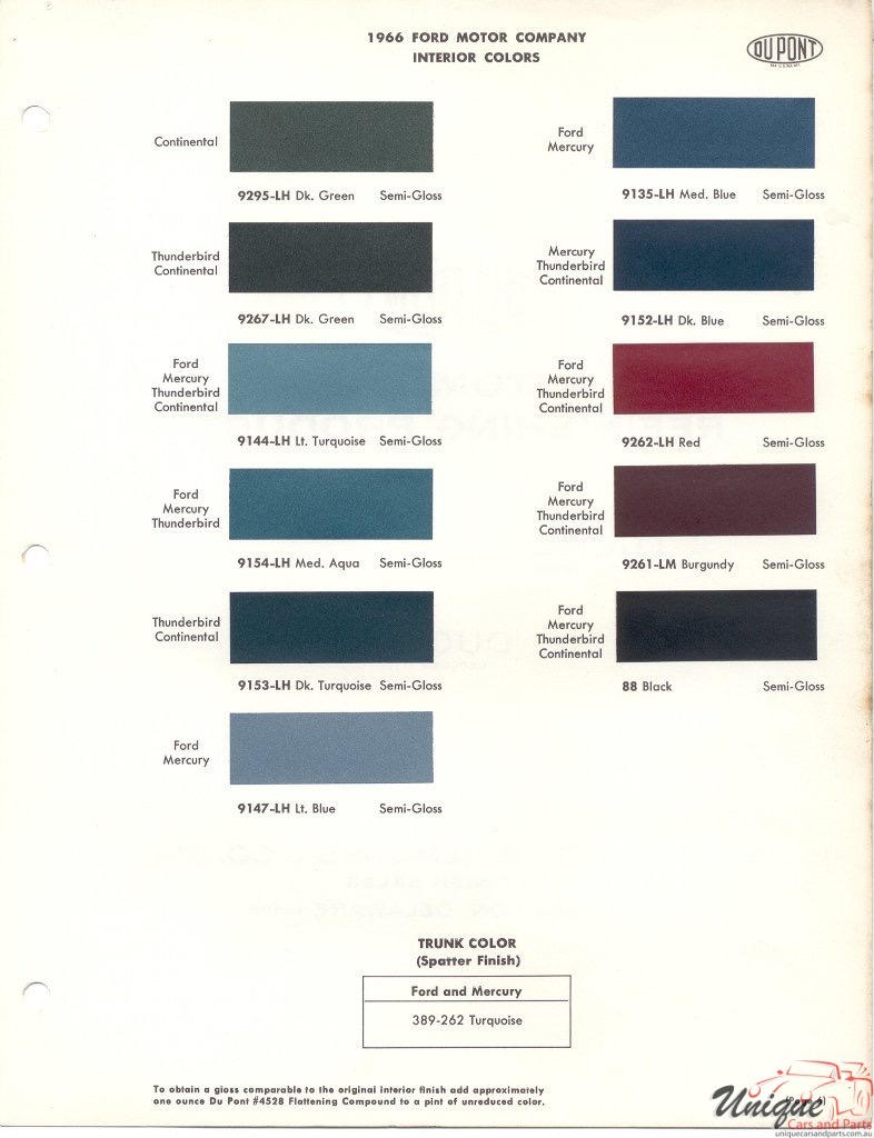 1966 Ford Paint Charts DuPont 6